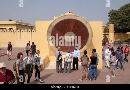 Narivalaya Yantra, Sundial in Jantar Mantar, ancient observatory. Jaipur, Rajasthan, India. Stock Photo