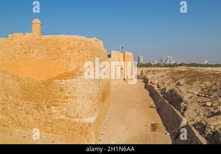 View of the old Arad Fort, in Manama, Muharraq, Bahrain. Stock Photo