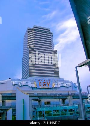 Bangkok, Thailand - June 30, 2008: Discovery Centre Shopping mall and a skytrain or BTS station in the city of Bangkok in Thailand in Southeastasia. T Stock Photo