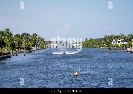 Delray Beach, FL, USA - October 17, 2021: Intracoastal Waterway Delray Beach FL USA Stock Photo