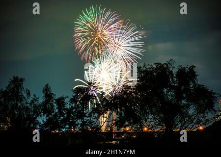 Setagaya-ku, Tama River fireworks display (2019). Shooting Location: Kawasaki City, Kanagawa Prefecture Stock Photo
