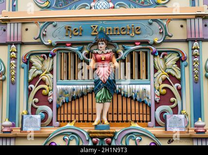 Detail of a Dutch street organ in the city of Gouda, Netherlands Stock Photo