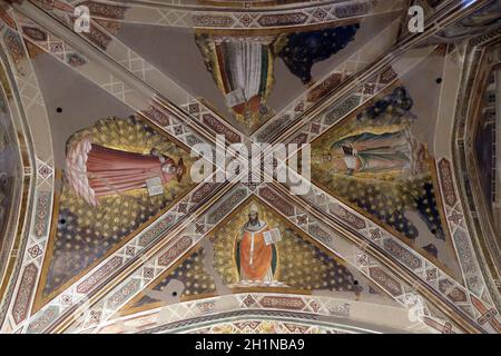 Doctors of the church, fresco by Agnolo Gaddi, Castellani chapel in Basilica di Santa Croce (Basilica of the Holy Cross) - famous Franciscan church in Stock Photo