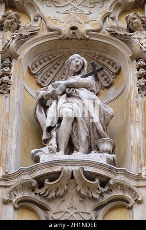 Statue of Saint Mary Magdalen on facade of Santa Maria Maddalena Church ...