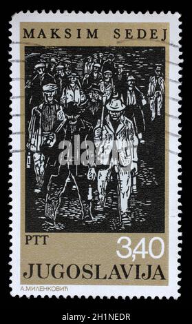 Stamp issued in Yugoslavia shows Workers, by Maksim Sedej, circa 1978. Stock Photo