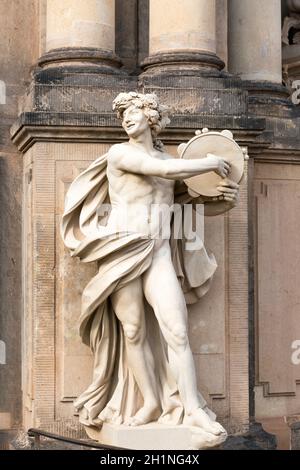 Dresden, Germany - September 23, 2020 : 18th century baroque Zwinger Palace, sculpture at the entrance Stock Photo