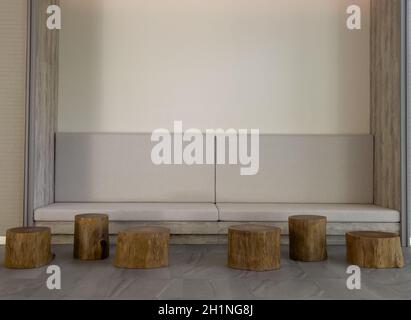 Wooden pedestal decorated for display, stock photo Stock Photo