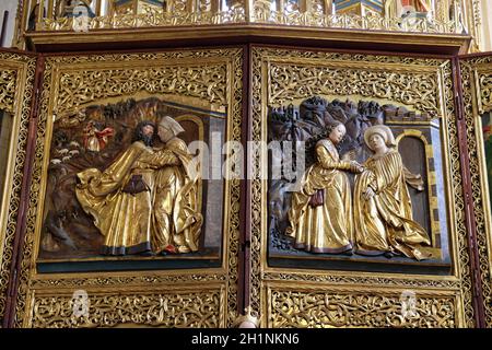 Meeting at the Golden Gate, Visoitation of the Virgin Mary, Maria am Berg church in Hallstatt, Austria Stock Photo