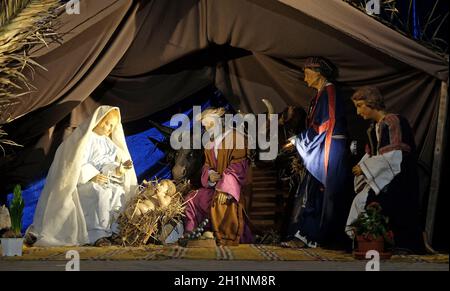 Nativity Scene, Birth of Jesus  Saint Sulpice Church, Paris, France Stock Photo
