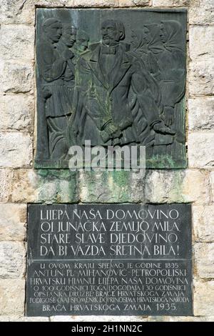 Monument to Croatian national anthem in Zelenjak, Kumrovec, Croatia Stock Photo