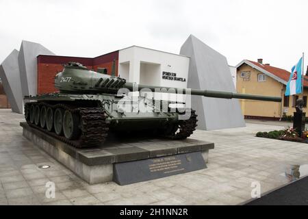 Heavy tank T-80 in Vukovar, Croatia - leftover after civil war Stock Photo