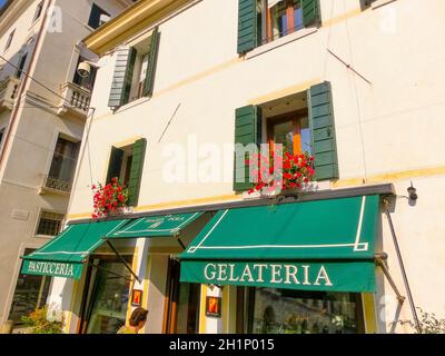Treviso, Italy - September 11, 2014: The cafe in the centre of Treviso, Italy on September 11, 2014: . Stock Photo
