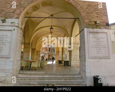 Treviso, Italy - September 11, 2014: The street architecture in the centre of Treviso, Italy on September 11, 2014: . Stock Photo
