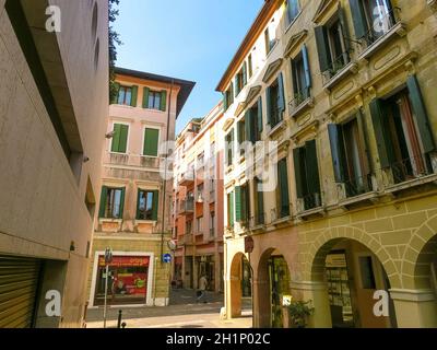 Treviso, Italy - September 11, 2014: The street architecture in the centre of Treviso, Italy on September 11, 2014: . Stock Photo