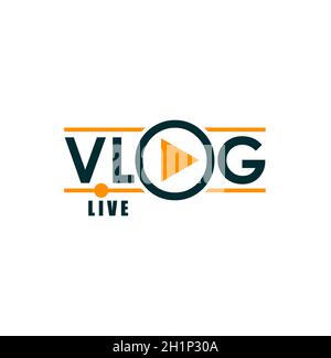 Vlog icon, TV broadcast live stream and online video blog, player. Blogger or vlogger channel or social media stream vector icon with player arrow for Stock Vector