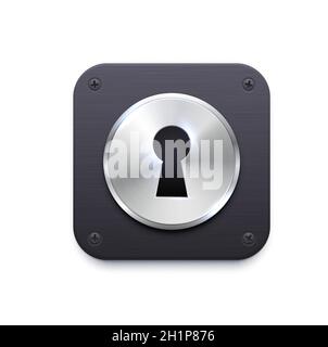 Lock with keyhole app icon. Security and protection application, secret data encryption, computer files and private information password access app us Stock Vector