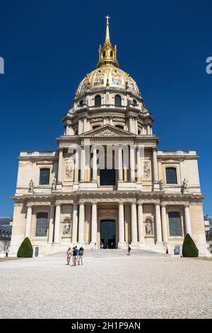 PARIS, FRANCE - AUGUST 15, 2016: View of Dome des Invalides, burial site of Napoleon Bonaparte, Paris, France Stock Photo