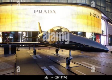 Breitling model aircraft on display outside Italian apparel and accessories house Prada in Beijing China Stock Photo