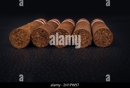 Santa Clara, Cuba - April 7, 2019: A close up of five Romeo and Julieta cuban cigars Stock Photo