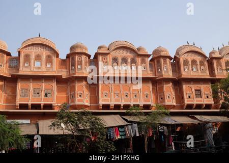 Detail of traditional house in Jaipur, Rajasthan, India. Jaipur is the ...