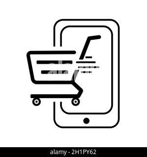 Abstract web icon grocery cart on wheels from supermarket - Vector illustration Stock Photo