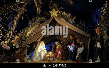 Nativity Scene, Birth of Jesus  Saint Sulpice Church, Paris, France Stock Photo