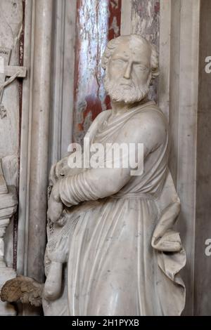 Saint Matthew the Evangelist statue on the altar of Saint Jerome in the Saint John the Baptist church in Zagreb, Croatia Stock Photo