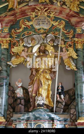 Saint Roch, statue on the main altar in the Chapel of the Saint Roch in Sveta Nedelja, Croatia Stock Photo