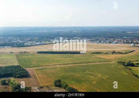 Strausberg, Germany - August 19, 2020: Overview Strausberg Airport aerial view in Germany. Stock Photo