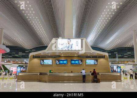 Guangzhou, China - September 23, 2019: Terminal 2 of Guangzhou Airport (CAN) in China. Stock Photo