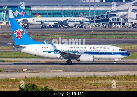 Guangzhou, China - September 24, 2019: China Southern Airlines Boeing 737-700 airplane at Guangzhou Airport (CAN) in China. Stock Photo