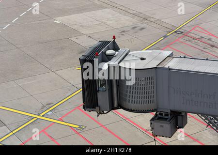 DUESSELDORF, NRW, GERMANY - JUNE 18, 2019: Various vehicles on the airfield of the airport Duesseldorf Stock Photo