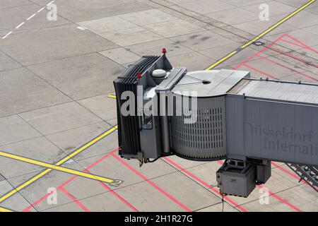 DUESSELDORF, NRW, GERMANY - JUNE 18, 2019: Various vehicles on the airfield of the airport Duesseldorf Stock Photo