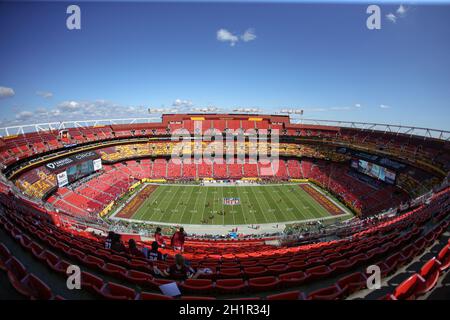 Sunday, October 17, 2021; Landover, MD, USA;  A general overview of the stadium during an NFL game between the Washington Football Team and the Kansas Stock Photo