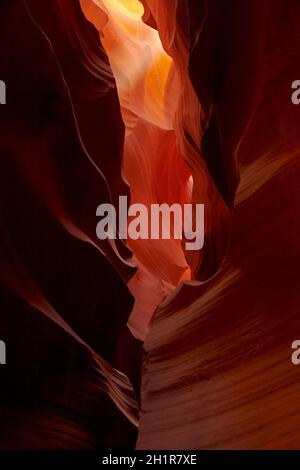Eroded sandstone formations in Upper Antelope Canyon, near Page, Navajo Nation, Arizona, USA Stock Photo