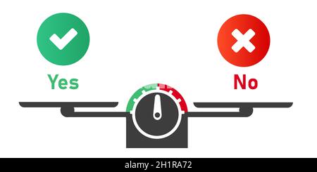 yes or no approve or reject measure compare between choice making decision Stock Vector