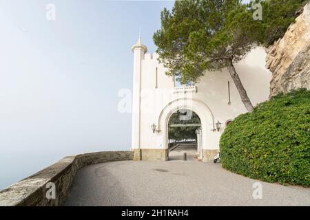 Trieste, Italy. 24 February 2921.  the entrance to the Miramare Castle area in Trieste, Italy Stock Photo