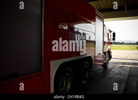 valve main control Fire truck car firefighter rescue Stock Photo