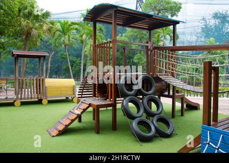 children Stairs Slides Playground equipment Stock Photo