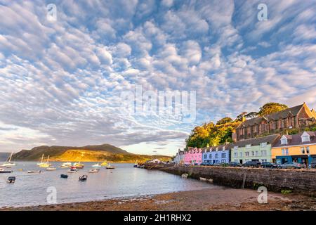 view on Portree before sunset, Isle of Skye, Scotland Stock Photo