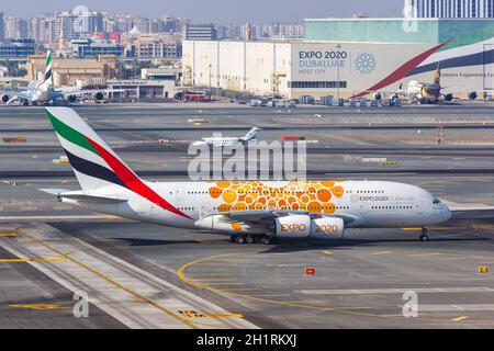Emirates A380 Dubai Expo 2020 Special Livery aircraft, arrived
