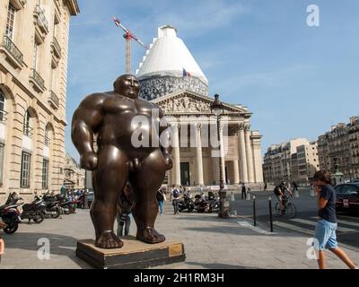 Paris - A mongolian statue in standing position by Shen Hong Biao, located near the Pantheon Stock Photo