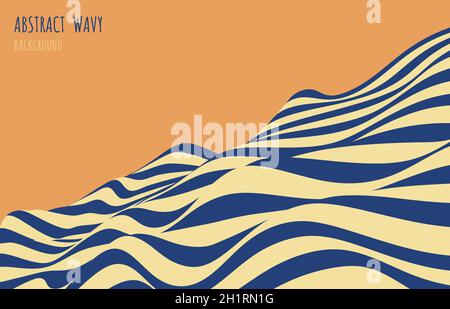 Abstract blue and yellow wavy design stripe line swirl pattern decorative template. Minimal design artwork background. Stock Vector