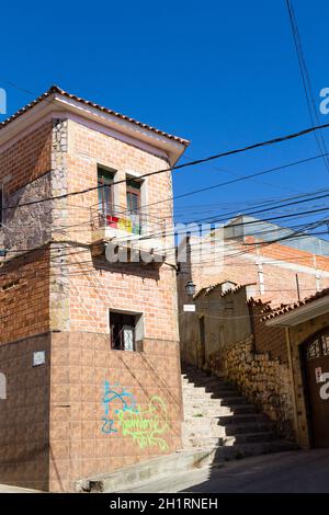 Street view from Sucre, Bolivia. Bolivian town Stock Photo