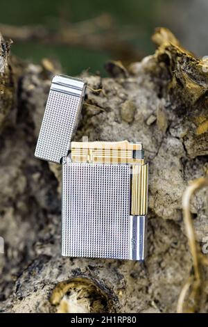 HUETTENBERG, GERMANY 2021-03-01: Beautiful DUPONT Lighter. S.T. Dupont is a French manufacturer of luxury accessories based in Paris. Stock Photo