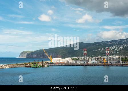 Le Port, Reunion Island, France - December 24, 2015: Industrial Factories in the Le Port on Reunion island, France. Stock Photo