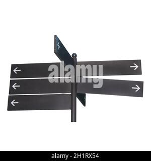 Empty direction indicator with arrows. Empty blank for road signs. Way marker. Signs indicating the direction isolated on white background. Road board Stock Photo