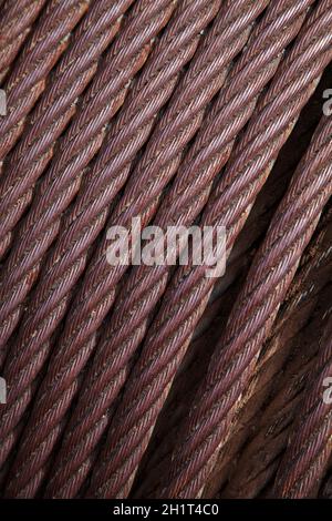 Rusting reel of steel mine cable, Bodie Ghost Town, elevation 8379 ft / 2554 m, Bodie Hills, Mono County, Eastern Sierra, California, United States. Stock Photo