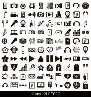 100 eco music set in simple style on a white background Stock Photo