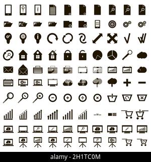 100 internet icons set in simple style on a white background Stock Photo